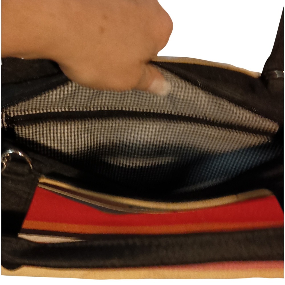 90s Pristine‎ Structured Striped Rainbow  Bag Purse Vintage SKUCH090 - Picture 8 of 9